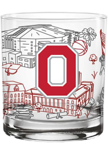 White Ohio State Buckeyes 14oz Campus Line Art Rock Glass
