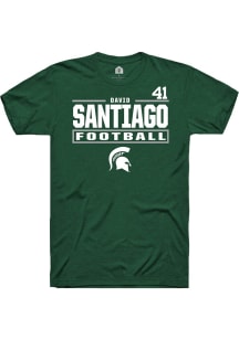 David Santiago Rally Mens Green Michigan State Spartans NIL Stacked Box Player T Shirt