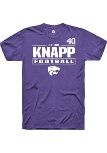 Dalton Knapp Rally Mens Purple K-State Wildcats NIL Stacked Box Player T Shirt