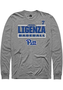 Mason Ligenza Mens Graphite Pitt Panthers NIL Stacked Box Long Sleeve Player T Shirt