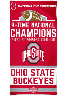 Red Ohio State Buckeyes 2024 Football National Champions 30x60 Beach Towel