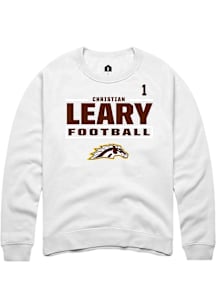 Christian Leary Western Michigan Broncos Mens White Football NIL Stacked Box Player Crew