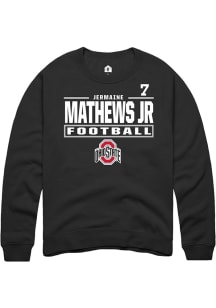 Jermaine Mathews Jr Rally Mens Black Ohio State Buckeyes NIL Stacked Box Player Crew
