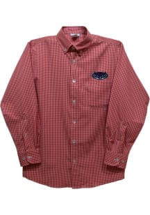 Vive La Fete Florida Atlantic Owls Youth Red Gingham Long Sleeve Polo