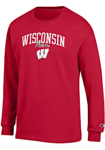 Champion Wisconsin Badgers Red Mom Script Jersey Long Sleeve T Shirt