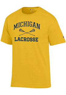 Champion Michigan Wolverines Yellow Lacrosse Jersey Short Sleeve T Shirt