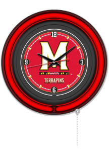 Black Maryland Terrapins Double Neon Wall Clock
