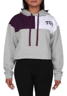 Hype and Vice TCU Horned Frogs Womens Grey Colorblock Hooded Sweatshirt