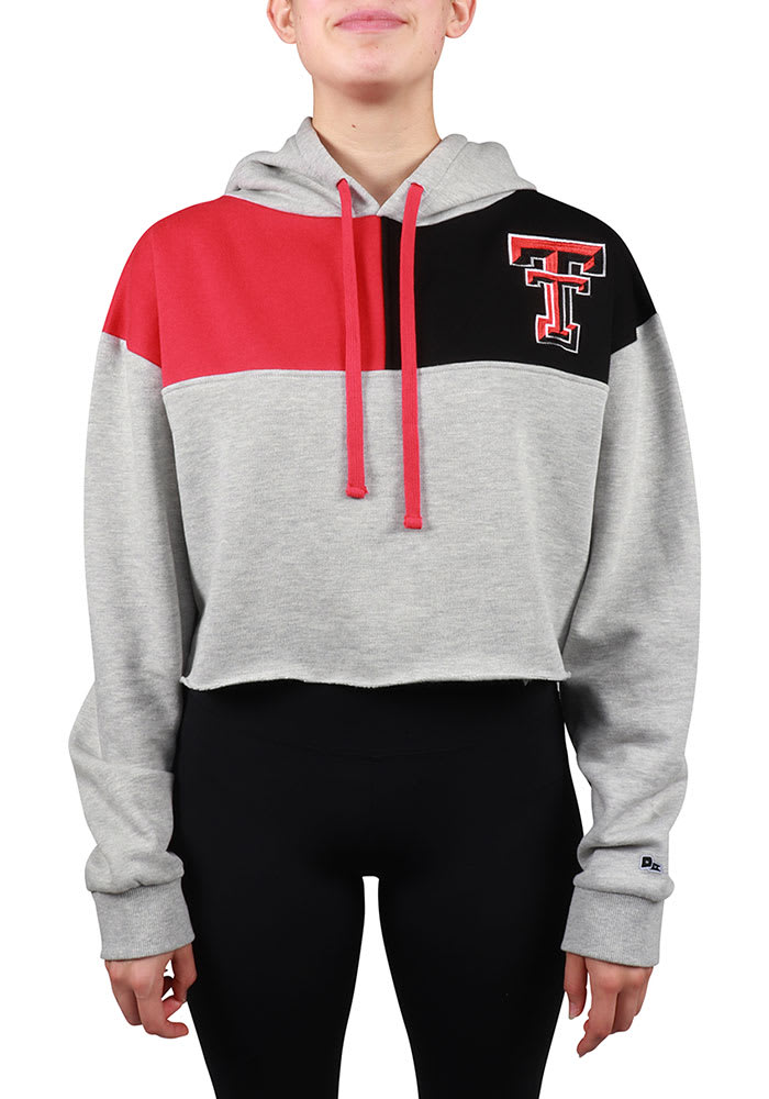 Hype and Vice Texas Tech Red Raiders Womens Grey Colorblock Hooded Sweatshirt