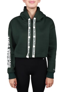 Hype and Vice Michigan State Spartans Womens Green Cropped Hooded Sweatshirt