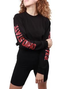 Hype and Vice Ohio State Buckeyes Womens Black Cropped LS Tee