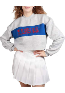 Hype and Vice Kansas Jayhawks Womens Grey Era Cropped Crew Sweatshirt