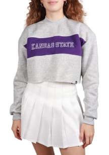 Hype and Vice K-State Wildcats Womens Grey Era Cropped Crew Sweatshirt