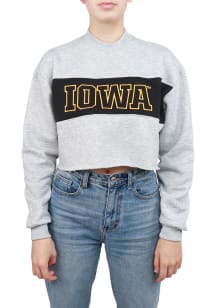 Hype and Vice Iowa Hawkeyes Womens Grey Era Cropped Crew Sweatshirt