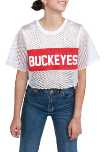 Ohio State Buckeyes Womens Hype and Vice Cropped Mesh Fashion Football Jersey - White
