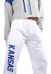 Hype and Vice Kansas Jayhawks Womens Classic White Sweatpants