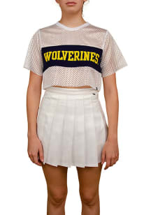 Womens Michigan Wolverines White Hype and Vice Cropped Mesh Jersey Fashion Football