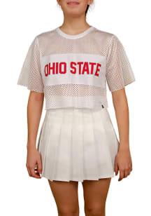 Ohio State Buckeyes Womens Hype and Vice Cropped Mesh Fashion Football Jersey - White