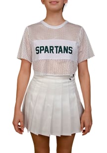 Womens Michigan State Spartans White Hype and Vice Cropped Mesh Jersey Fashion Football