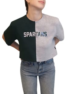 Hype and Vice Michigan State Spartans Womens Green Brandy Short Sleeve T-Shirt