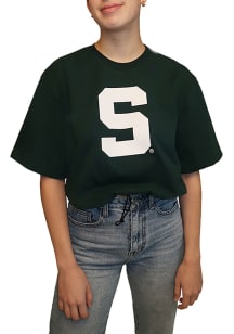 Hype and Vice Michigan State Spartans Womens Green Courtney Short Sleeve T-Shirt