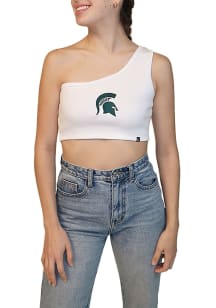 Hype and Vice Michigan State Spartans Womens White Senior One Shoulder Tank Top
