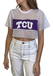 TCU Horned Frogs Womens Hype and Vice Cropped Mesh Fashion Football Jersey - White