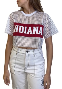 Womens Indiana Hoosiers White Hype and Vice Cropped Mesh Jersey Fashion Football