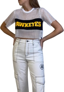 Iowa Hawkeyes Womens Hype and Vice Cropped Mesh Fashion Football Jersey - White