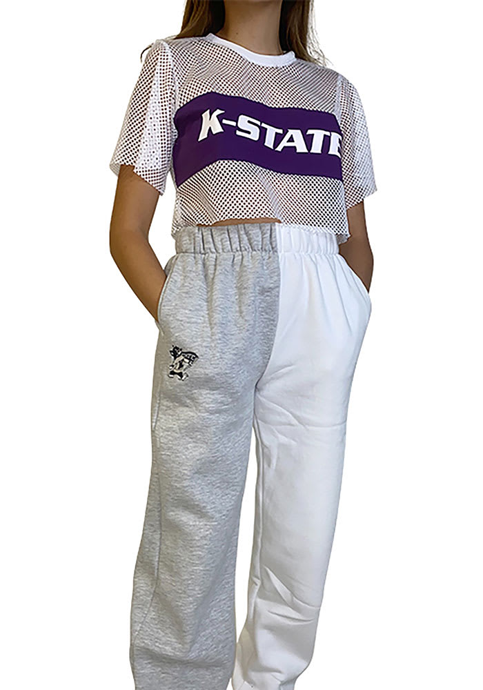 Hype and Vice K-State Wildcats Womens Two Tone Colorblock White Sweatpants