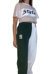 Womens Michigan State Spartans Green Hype and Vice Two Tone Colorblock Sweatpants