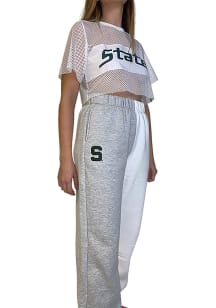Hype and Vice Michigan State Spartans Womens Two Tone Colorblock White Sweatpants