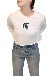 Hype and Vice Michigan State Spartans Womens White Lounge Crew Sweatshirt