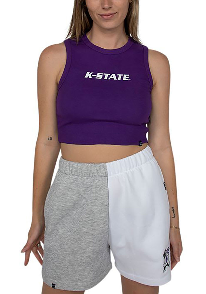 Hype and Vice K-State Wildcats Womens Purple Cut Off Crop Tank Top