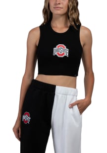 Womens Ohio State Buckeyes Black Hype and Vice Cut Off Crop Tank Top