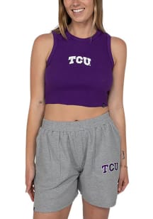 Hype and Vice TCU Horned Frogs Womens Purple Cut Off Crop Tank Top