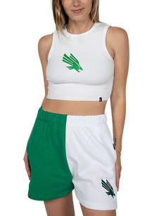 Hype and Vice North Texas Mean Green Womens White Cut Off Crop Tank Top