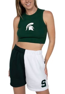 Hype and Vice Michigan State Spartans Womens Green Cut Off Crop Tank Top