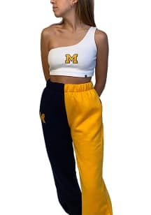 Hype and Vice Michigan Wolverines Womens White Senior Cropped One Shoulder Tank Top