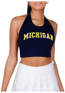 Womens Michigan Wolverines Navy Blue Hype and Vice Britney Halter Tank Top