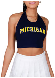 Michigan Wolverines Womens Navy Blue Britney Halter Tank Top