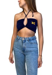 Michigan Wolverines Womens Navy Blue Slam Dunk Cropped Tank Top