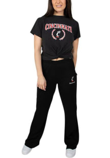 Hype and Vice Cincinnati Bearcats Womens Rivington Ribbed Black Sweatpants