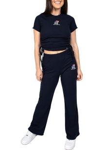 Hype and Vice Kansas Jayhawks Womens Rivington Ribbed Navy Blue Sweatpants