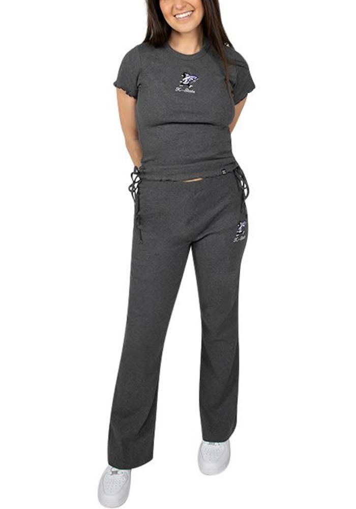Hype and Vice K-State Wildcats Womens Rivington Ribbed Charcoal Sweatpants