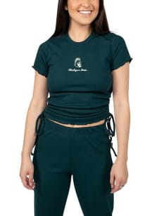 Hype and Vice Michigan State Spartans Womens Green Rivington Ribbed Short Sleeve T-Shirt