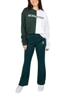 Hype and Vice Michigan State Spartans Womens Rivington Ribbed Green Sweatpants