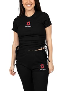 Hype and Vice Ohio State Buckeyes Womens Black Rivington Ribbed Short Sleeve T-Shirt