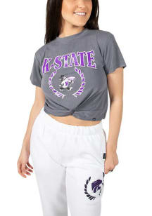 Hype and Vice K-State Wildcats Womens Dark Grey Checkmate Short Sleeve T-Shirt