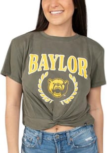 Hype and Vice Baylor Bears Womens Olive Checkmate Short Sleeve T-Shirt